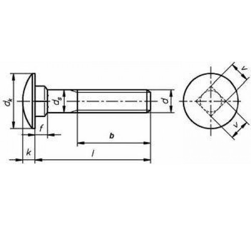 Болт М10 DIN 603 клас міцності 8.8