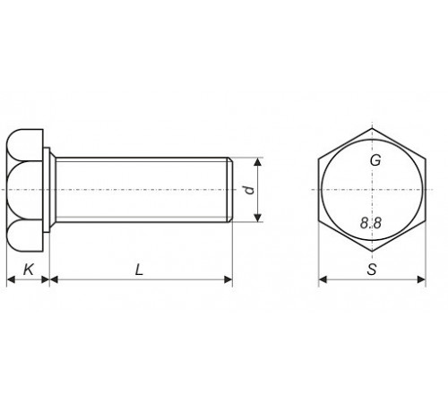 Болт М52 DIN 933 клас міцності 10.9