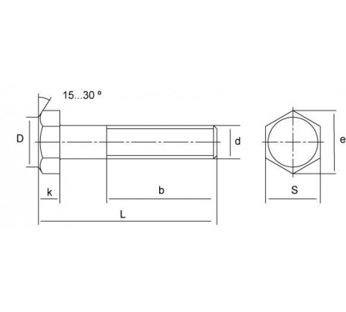 Болт шестигранний М33 ГОСТ 7798-70, 7805-70, DIN 931, 933 клас міцності 5.8