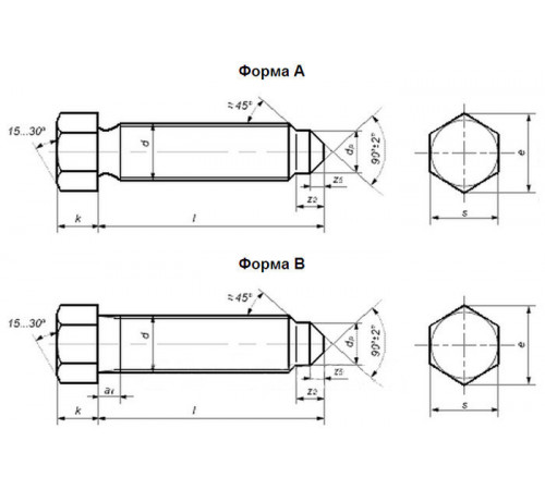 Винт DIN 564 М16 шестигранник