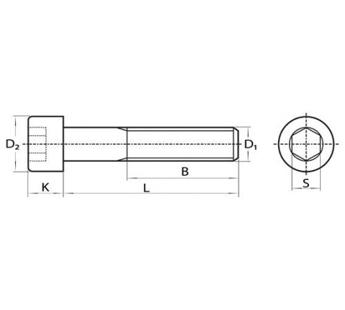 Винт М16×1.5 с мелкой резьбой и цилиндрической головкой DIN 912, ГОСТ 11738-84