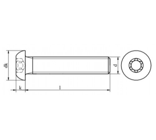 Гвинт М3 ISO 7380 TORX міцністю 10.9