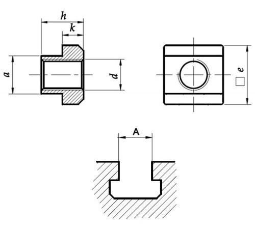 Гайка М12 DIN 508 для Т-подібних пазів, клас міцності 10.0