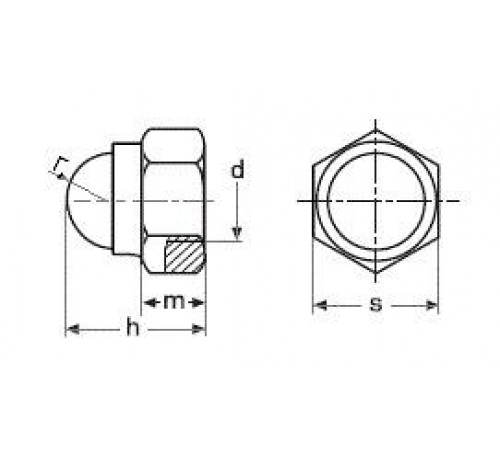Гайка ковпачкова М10 DIN 986 клас міцності 8.0