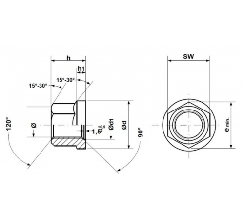 Гайка колісна М22 DIN 74361 В клас міцності 10.0