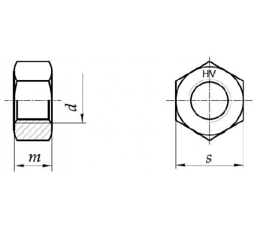 Гайка шестигранная М12 (HV) DIN 6915