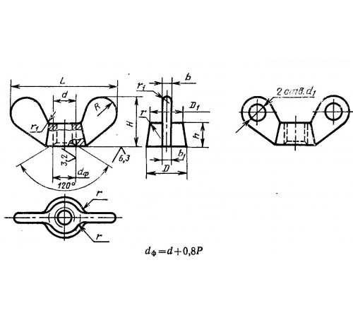 Гайки баранчикові М10 ГОСТ 3032-76 нержавіючі А4 Гайки баранчикові М10 ГОСТ 3032-76 нержавіючі А4
