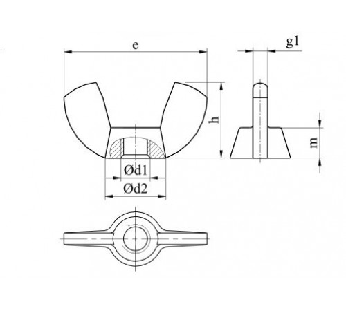 Гайки барашкові М16 DIN 315 А4 Гайки барашкові М16 DIN 315 А4