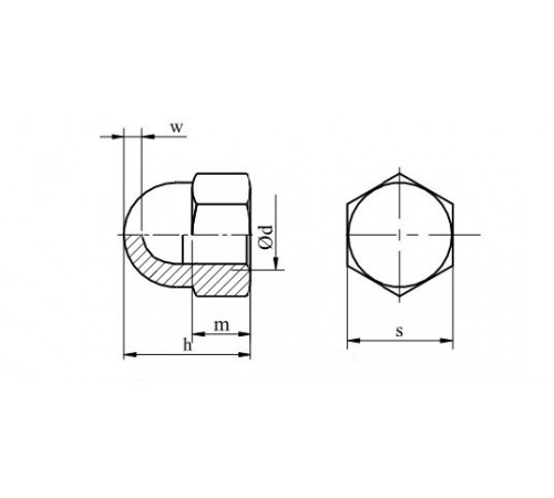 Гайки ковпачкові М16 DIN 1587 зі сталі А2