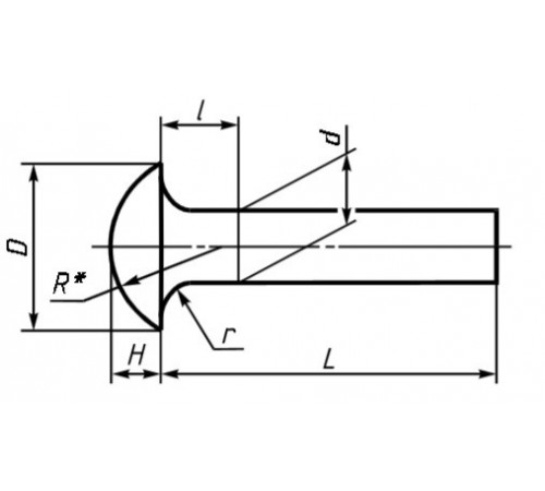 Заклепка 6.0 ГОСТ 10299-80 с полукруглой головкой