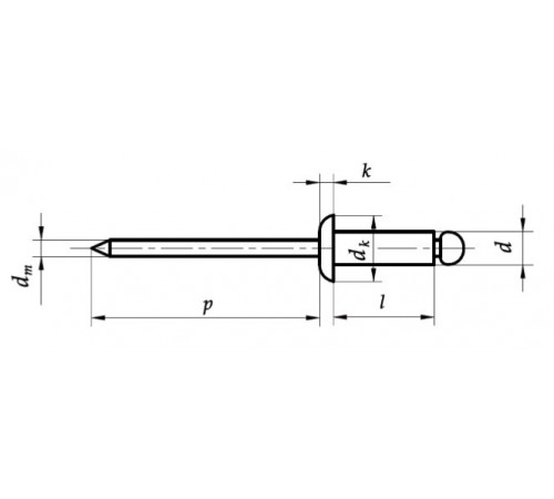 Заклепка Ф3.2 DIN 7337 зі стандартним буртиком нержавіюча