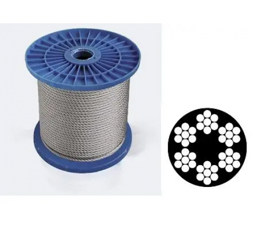 Канат (трос) стальной оцинкованный DIN 3055 в ПВХ оболочке 6 мм (цена указана за 1 метр, заказ кратно 10м)