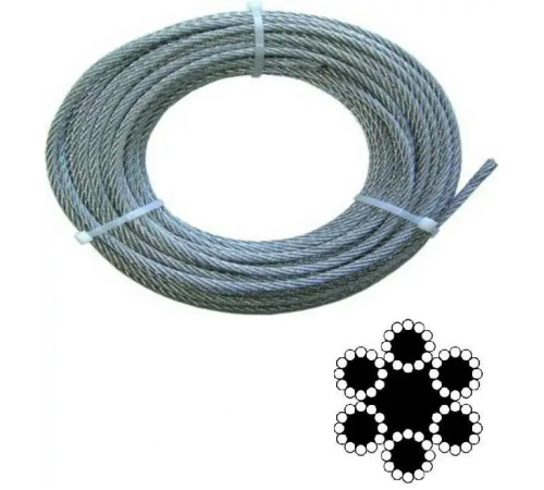 Канат (трос) стальной оцинкованный EN 12385-4, ISO 2408, 6х12 12 мм (цена указана за 1 метр, заказ кратно 10м)