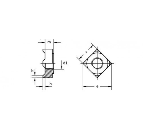 Квадратна гайка М10 приварна DIN 928