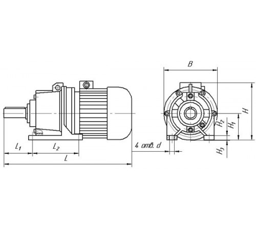Мотор-редуктор 3МП-50 (2 ступені, 45 об/хв, АІР90L4)