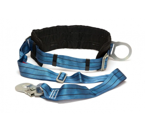 Пояс страховочный 4ПБ предохранительный безлямочный с ленточным стропом и малым карабином (05-120009)