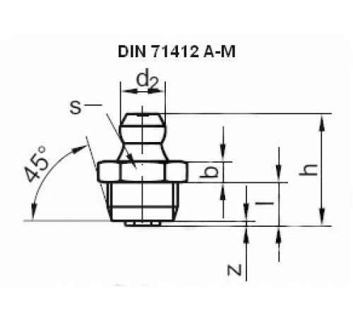 Прес-маслянок прямий DIN 71412A М6х0.75 Прес-маслянок прямий DIN 71412A М6х0.75