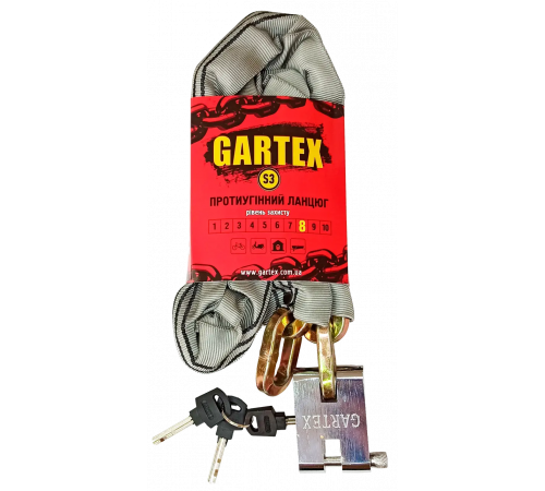 Противоугонная цепь (велозамок) Gartex S3 1000x10 мм-007