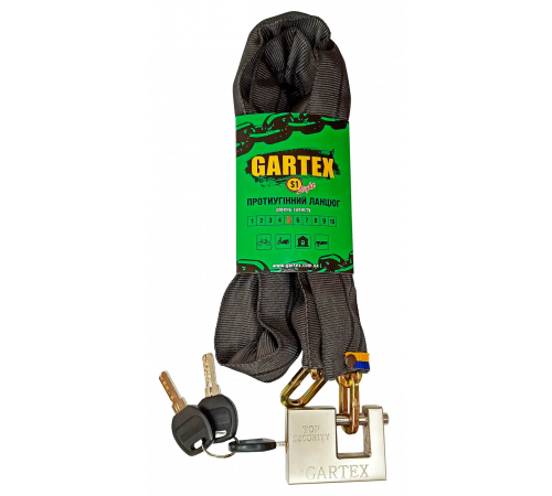 Противоугонная цепь (велозамок) Gartex S1 Light 1200x5 мм-003