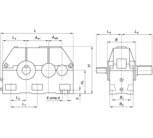 Редуктор циліндричний 1Ц2У-450-40 Редуктор циліндричний 1Ц2У-450-40