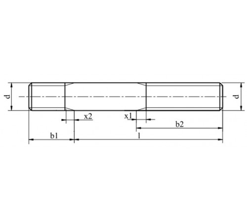 Шпилька М10 DIN 939 с ввинчиваемым концом длиной 1.25D класс прочности 8.8