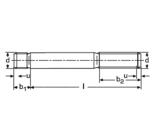 Шпилька різьбова з кінцем, що загвинчується 1.25d М22 ГОСТ 22034-76, DIN 939